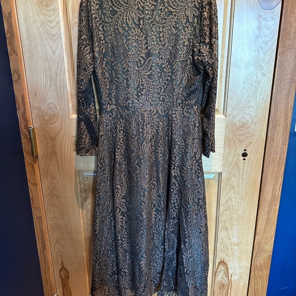 Coffee Lace Button-Front Midi Dress - Picture 2 of 7